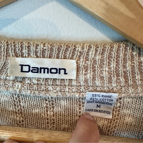 Vintage Damon Cardigan Sweater Mens Sz Medium 50s Camel Beige Knit Kurt Cobain - Picture 15 of 15